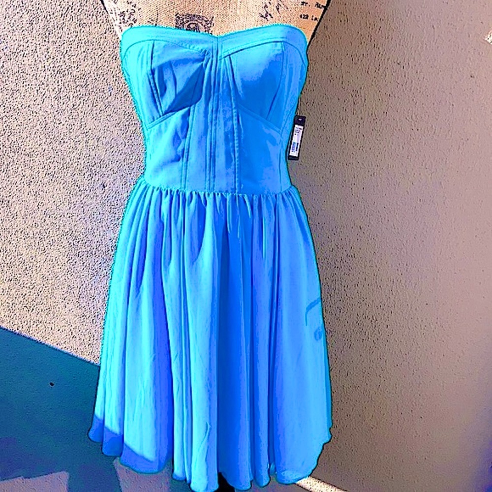 NWT! Guess Turquoise Corset Strapless Dress 6